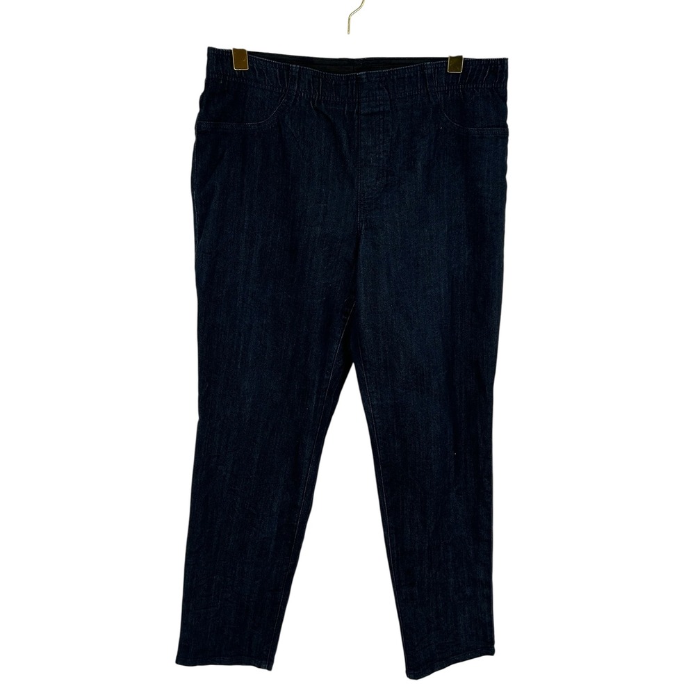 Chicos Pull On Slim Leg Jeans Dark Wash‎ Denim Blue Size 12